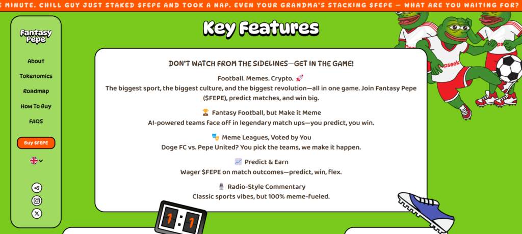 Klíčové vlastnosti projektu Fantasy Pepe