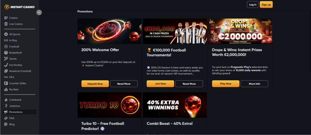 Nové české online casino Instant casino a nabídka promoakcí