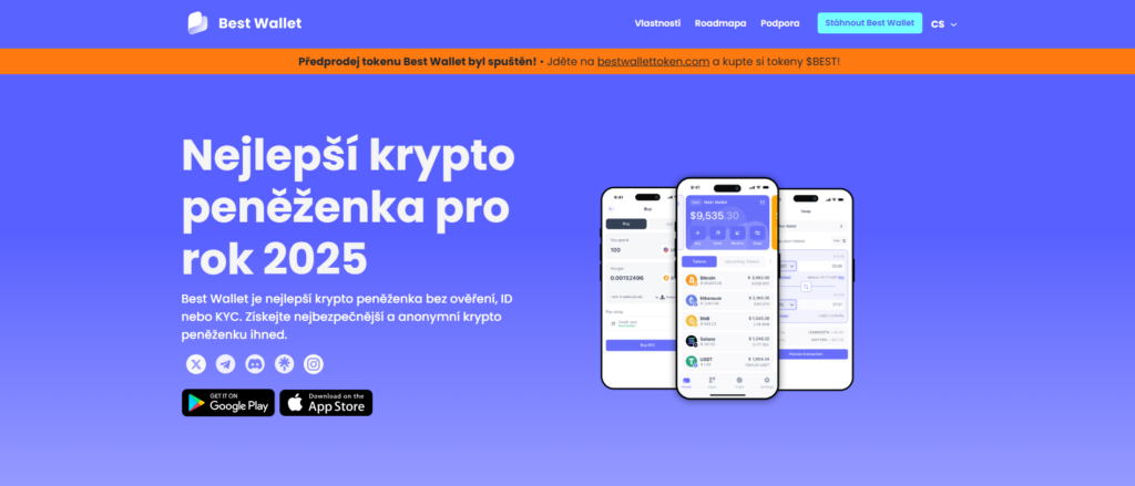 Burza bez KYC Best Wallet – úvodní stránka