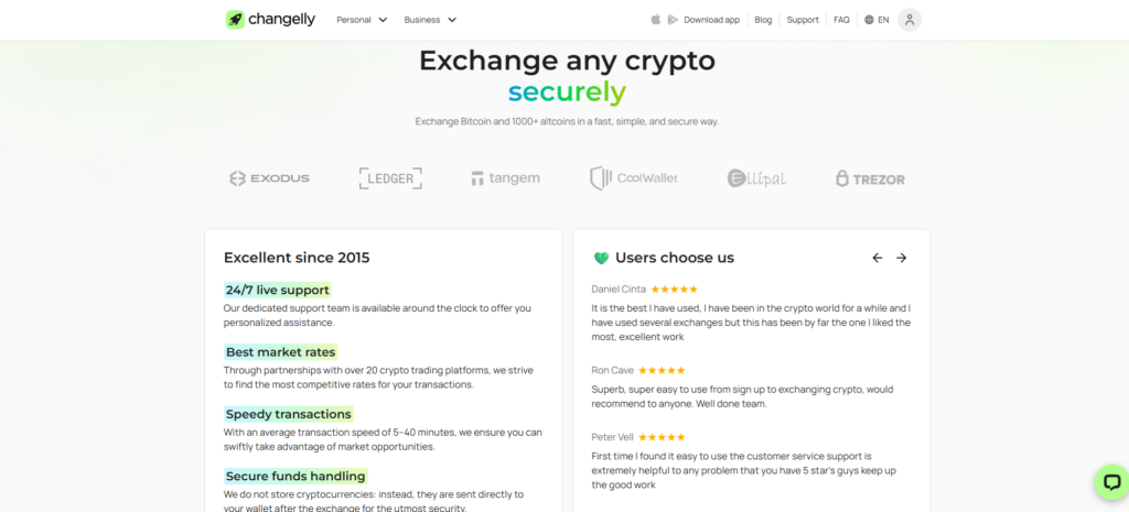 Burza bez KYC Changelly – výhody