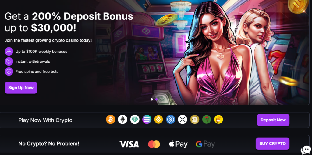Casino bonus a úvodní stránka CoinCasino