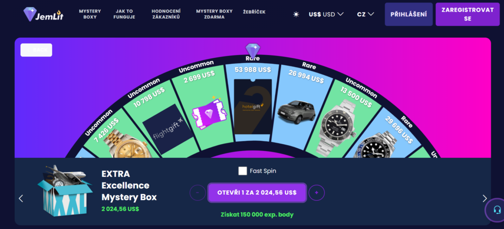 Otevírání mystery boxu na platformě Jemlit z naší mystery box recenze.