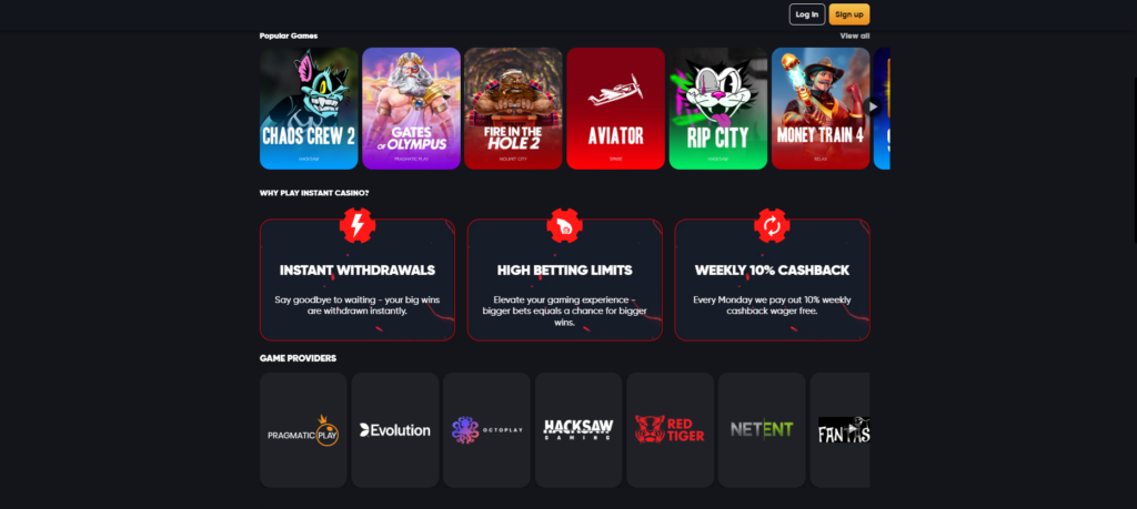 Nové české online casino Instant Casino a populární hry