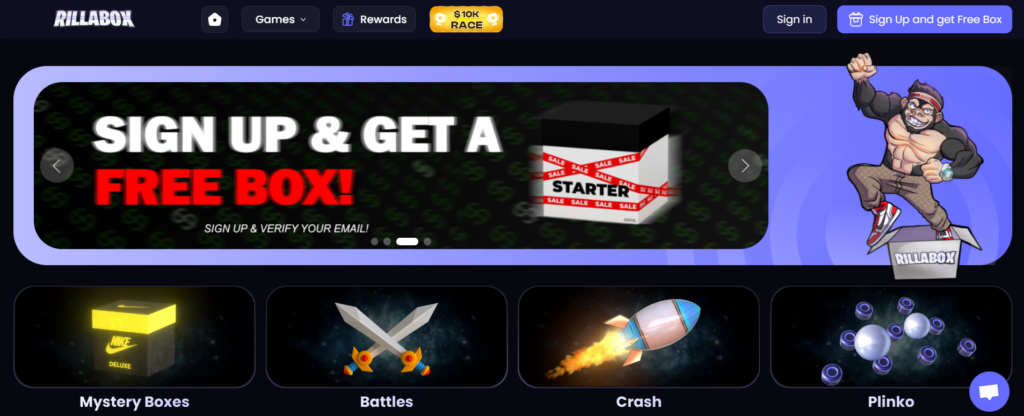 Úvodní stránka webu RillaBox z naší mystery box recenze