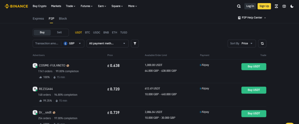 binance p2p tržiště s meme coiny 