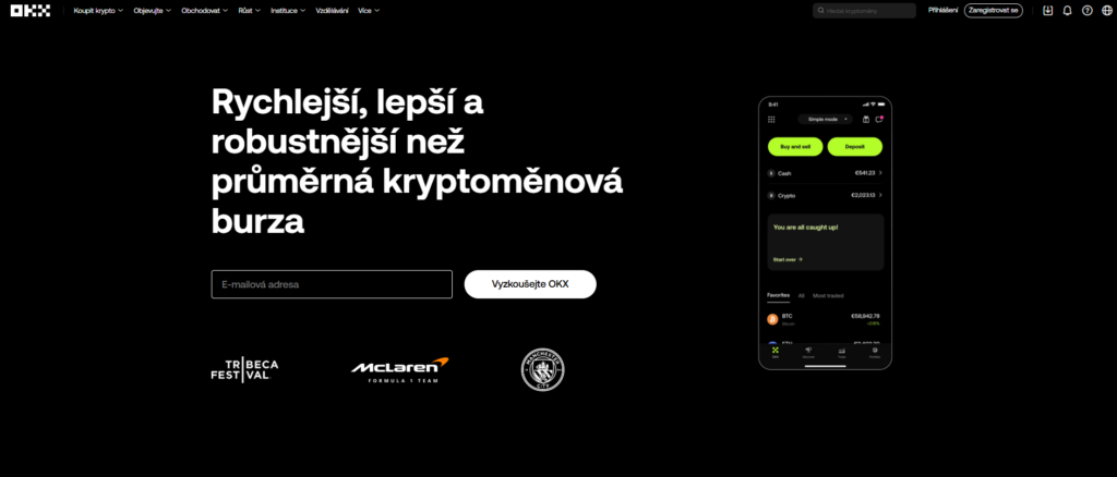 Oficiální stránky platformy OKX