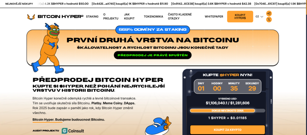 Oficiální stránka projektu Bitcoin Hyper