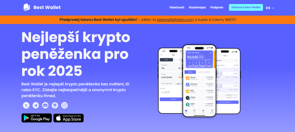 Stránky aplikace Best Wallet