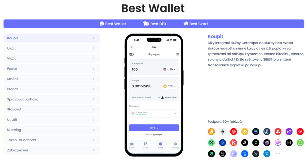 Nákup nejlepší kryptoměny skrze Best Wallet