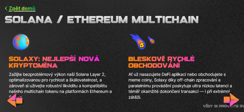 solaxy vlastnosti projektu