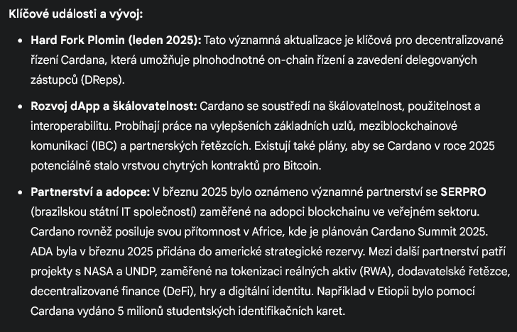 cardano klíčové události