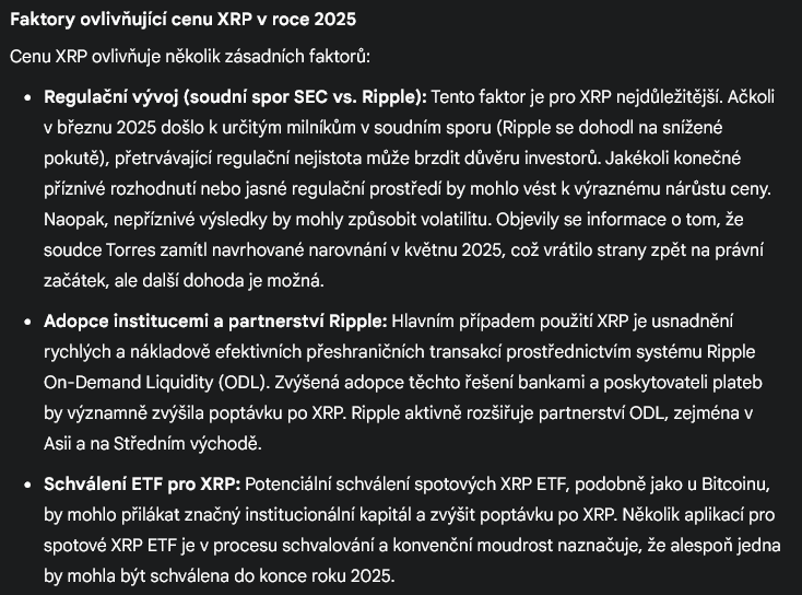 gemini předpovídá cenu XRP pro rok 2025