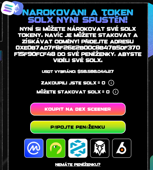 nová kryptoměna 1000x solaxy