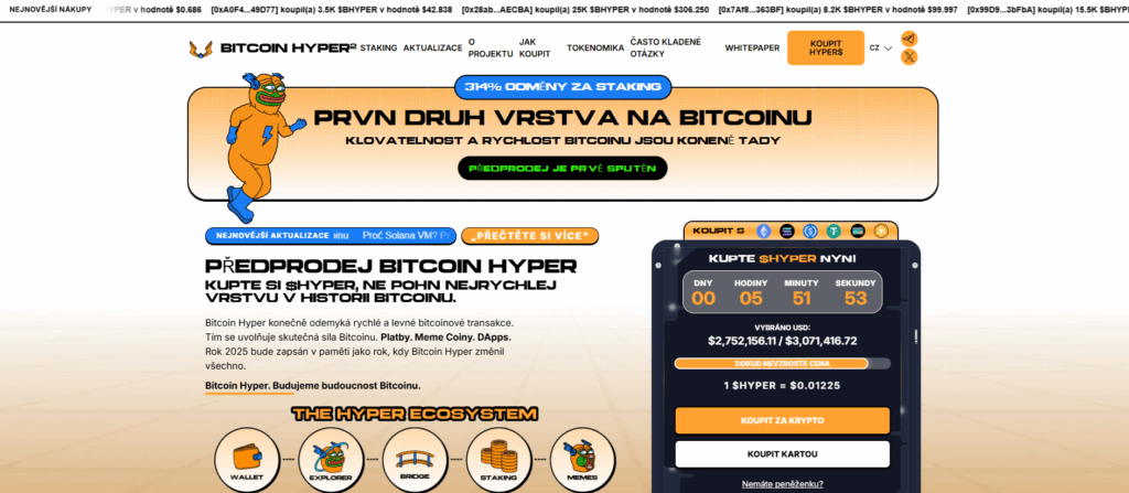 Oficiální stránky kryptoměny Bitcoin Hyper