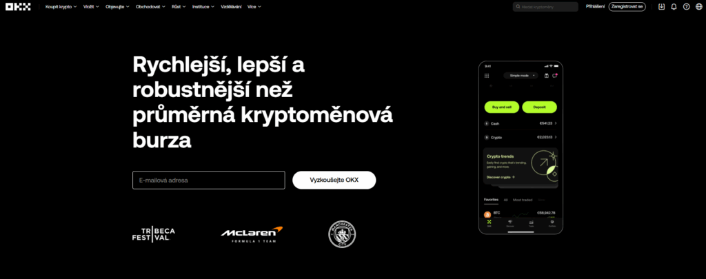 Nejlepší burza na altcoiny - Registrace u krypto burzy OKX