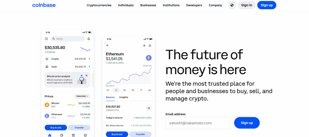 Registrace u krypto burzy Coinbase