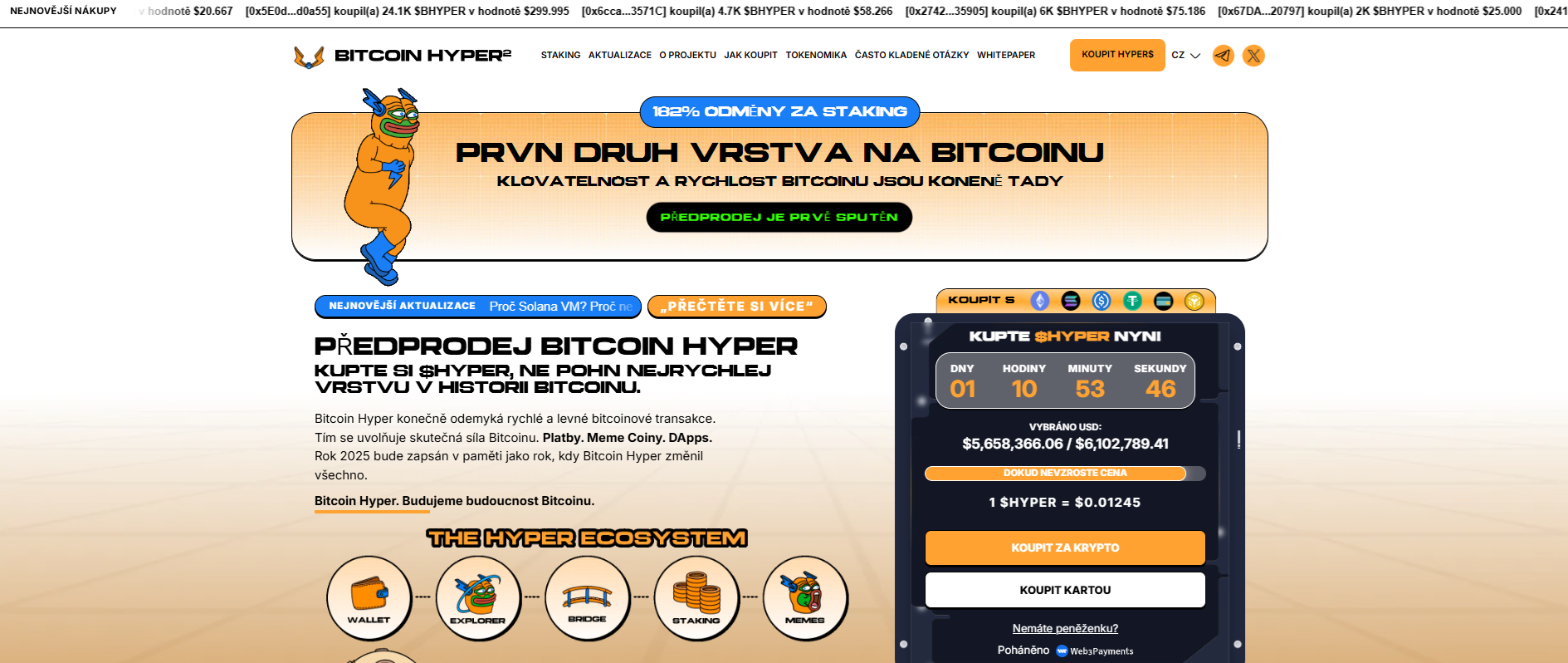 Oficiální webové stránky projektu Bitcoin Hyper