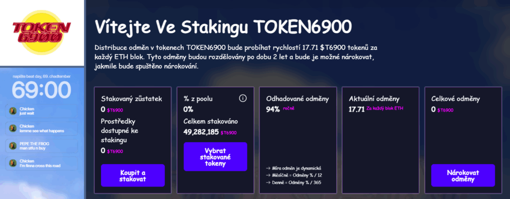 Staking tokenu $T6900.