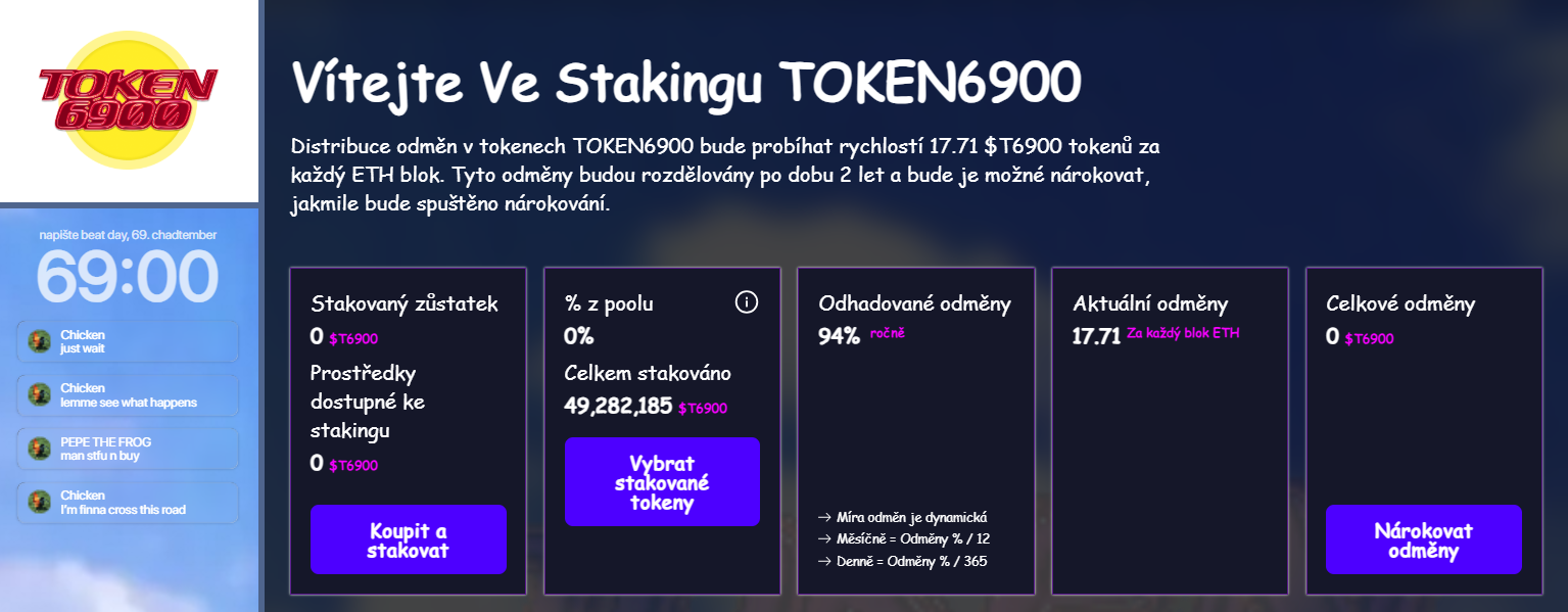 Staking tokenu $T6900.
