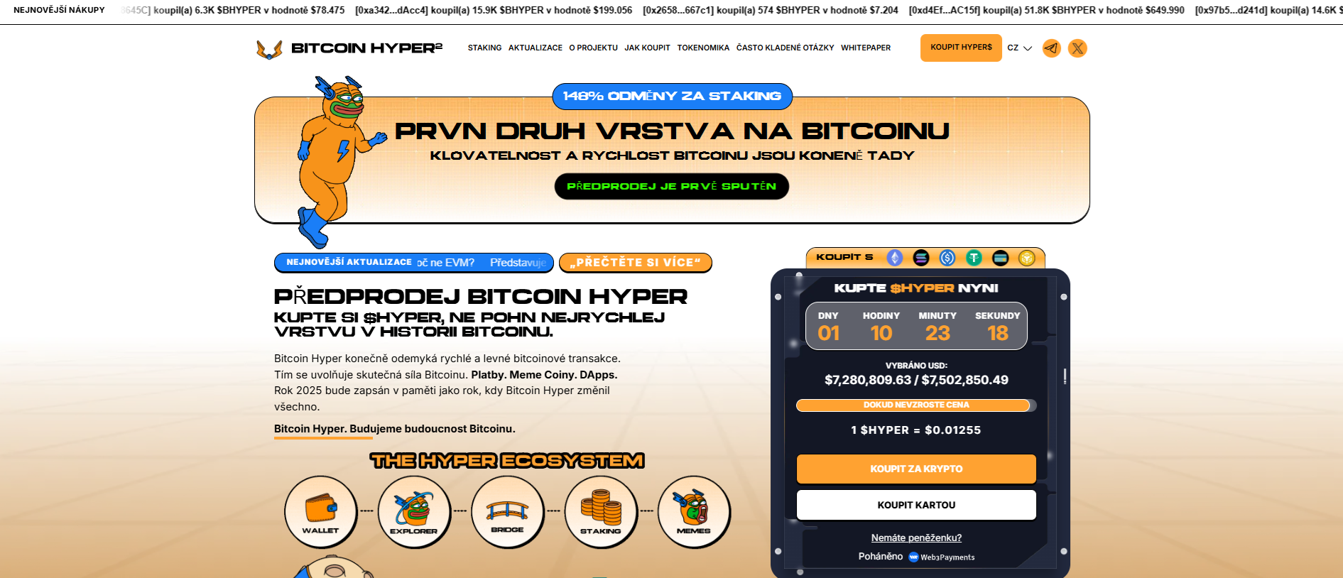 Oficiální web projektu bitcoin hyper