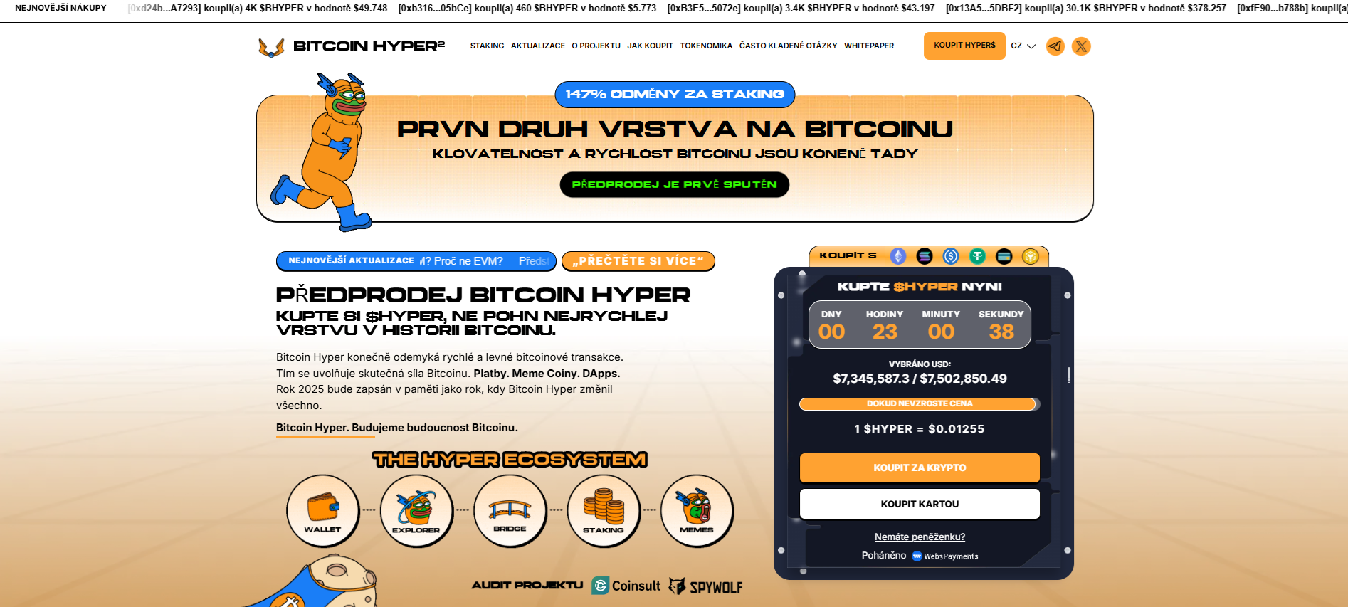 Oficiální stránky projektu Bitcoin Hyper