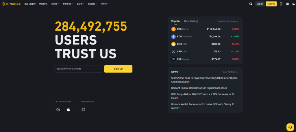 Registra u krypto burzy Binance