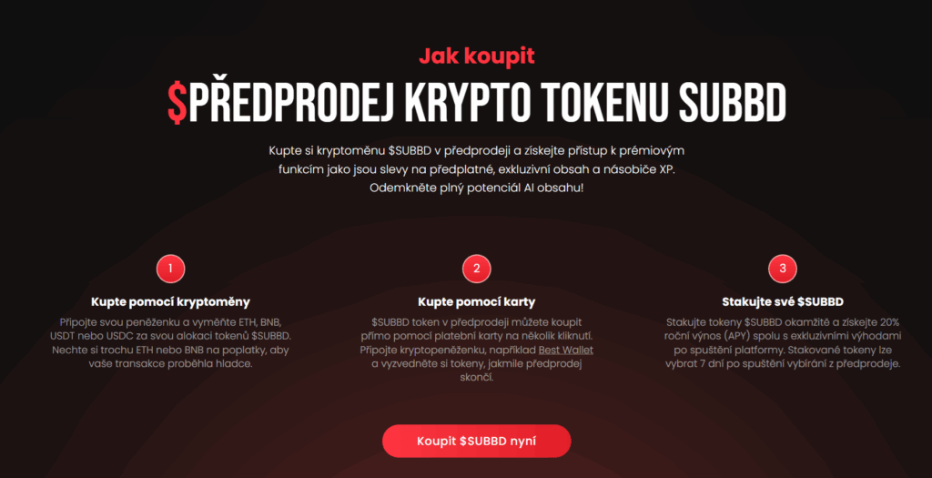 Předprodej tokenu SUBBD