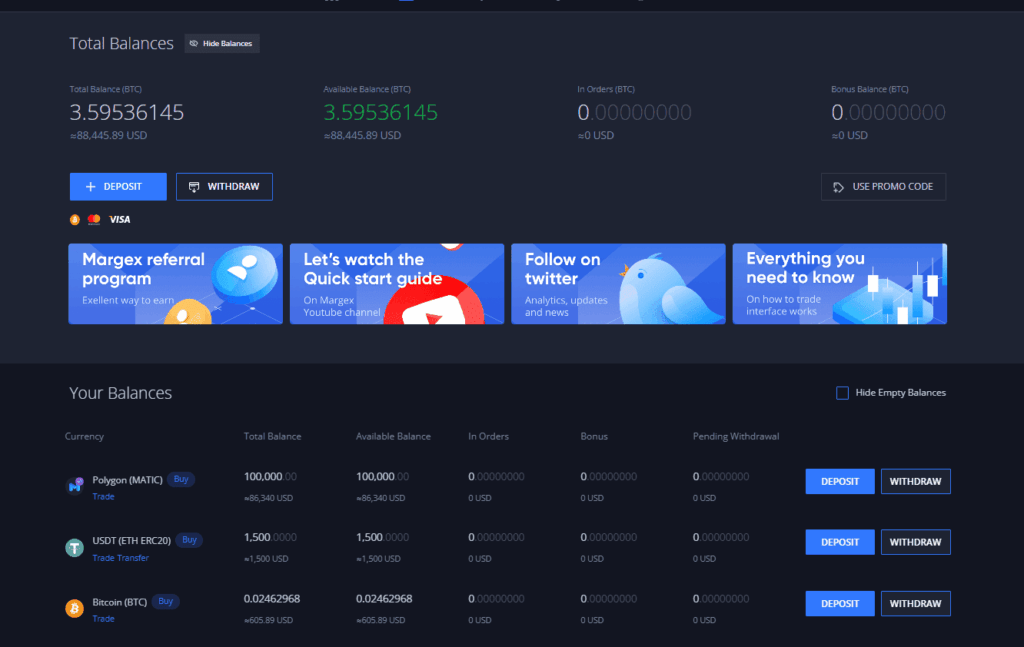 Krypto peněženka v češtině Margex Wallet