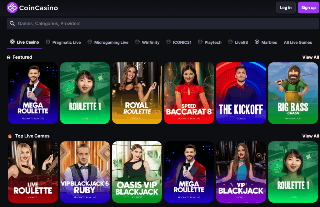 Nabídka live her v CoinCasinu