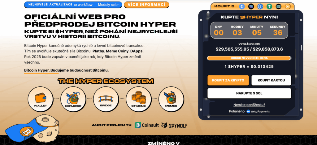 Bitcoin Hyper vybírá přes 29 milionů dolarů v předprodeji