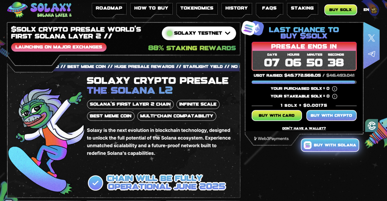 Solaxy presale homepage