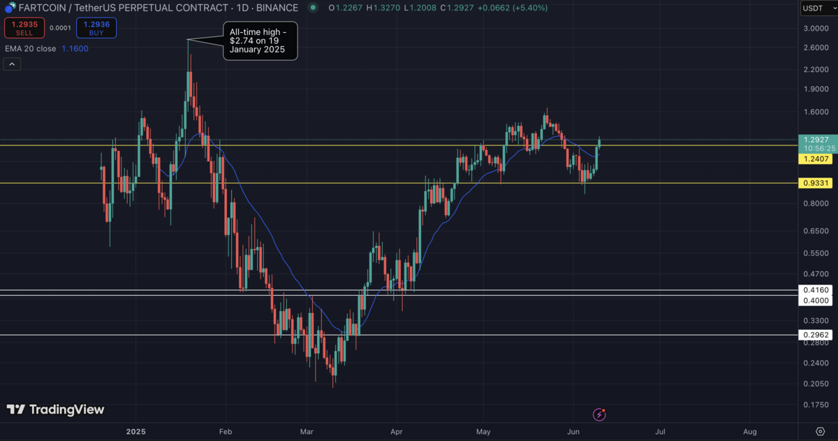 FARTCOIN/USDT Chart on TradingView