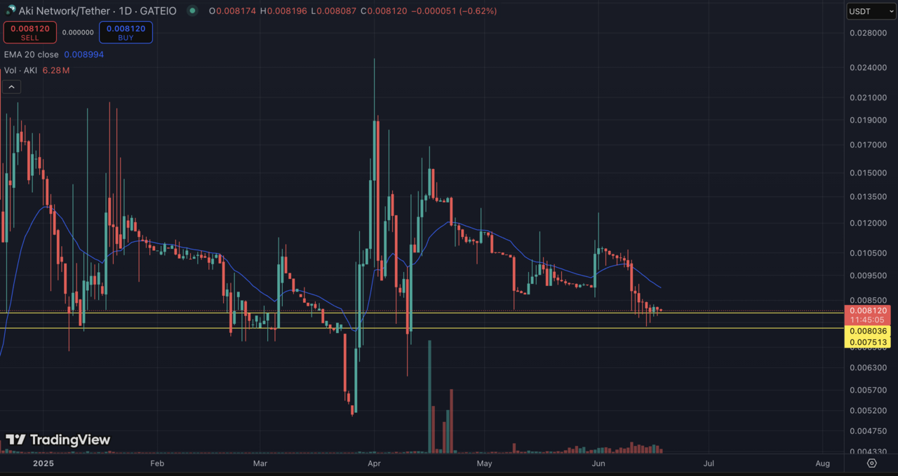 Aki Network/USDT Chart on TradingView