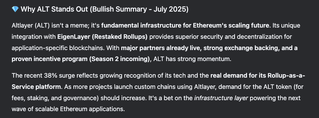 Altlayer price prediction from DeekSeek AI