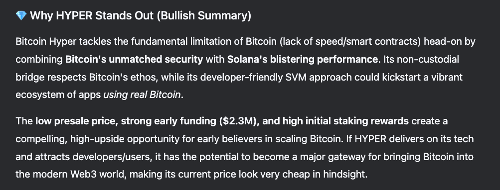 Bitcoin Hyper price prediction from DeekSeek AI
