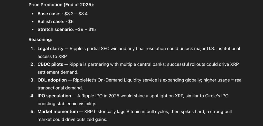 ChatGPT-5 Predicts the Worth of XRP, Solana, Cardano by Finish of 2025