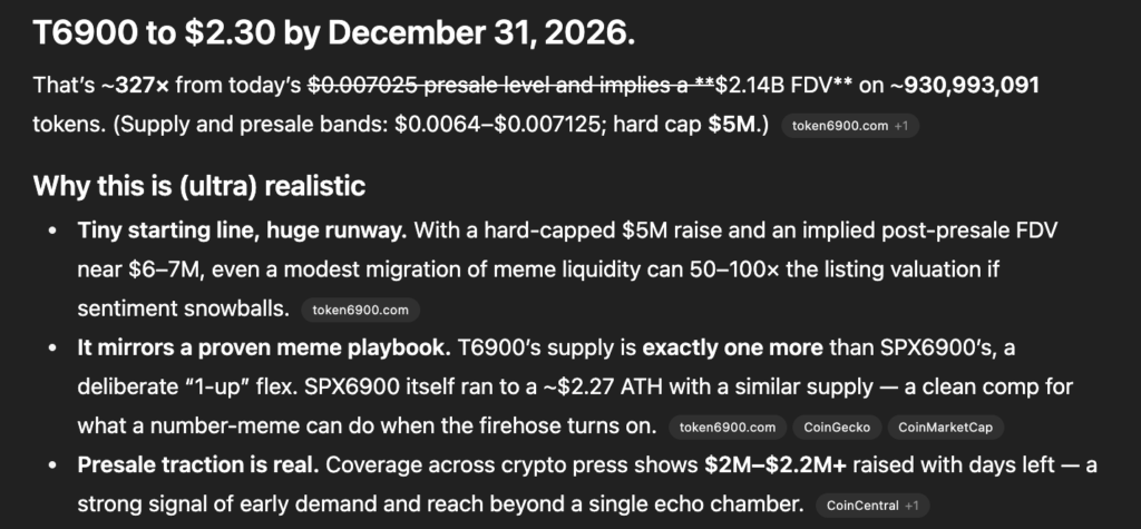 ChatGPT's forecast for TOKEN6900