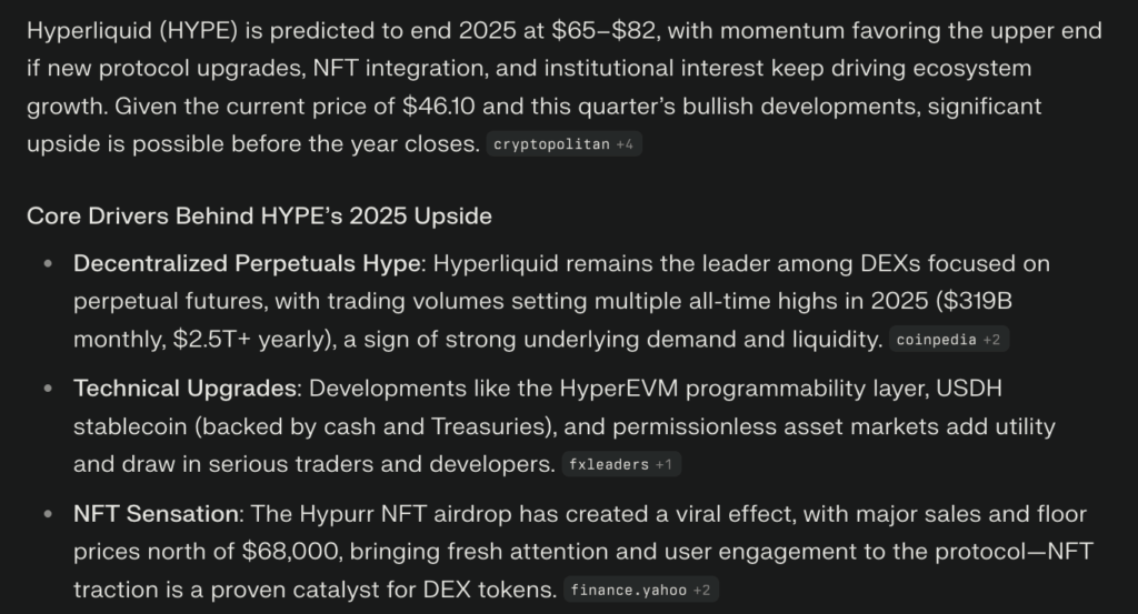 Perplexity AI's analysis of Hyperliquid