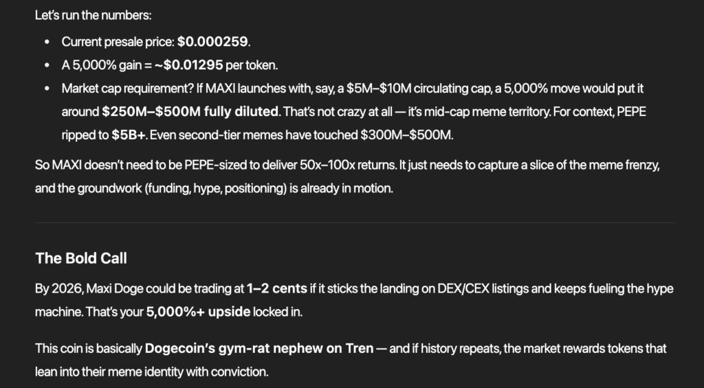 ChatGPT analysis of Maxi Doge