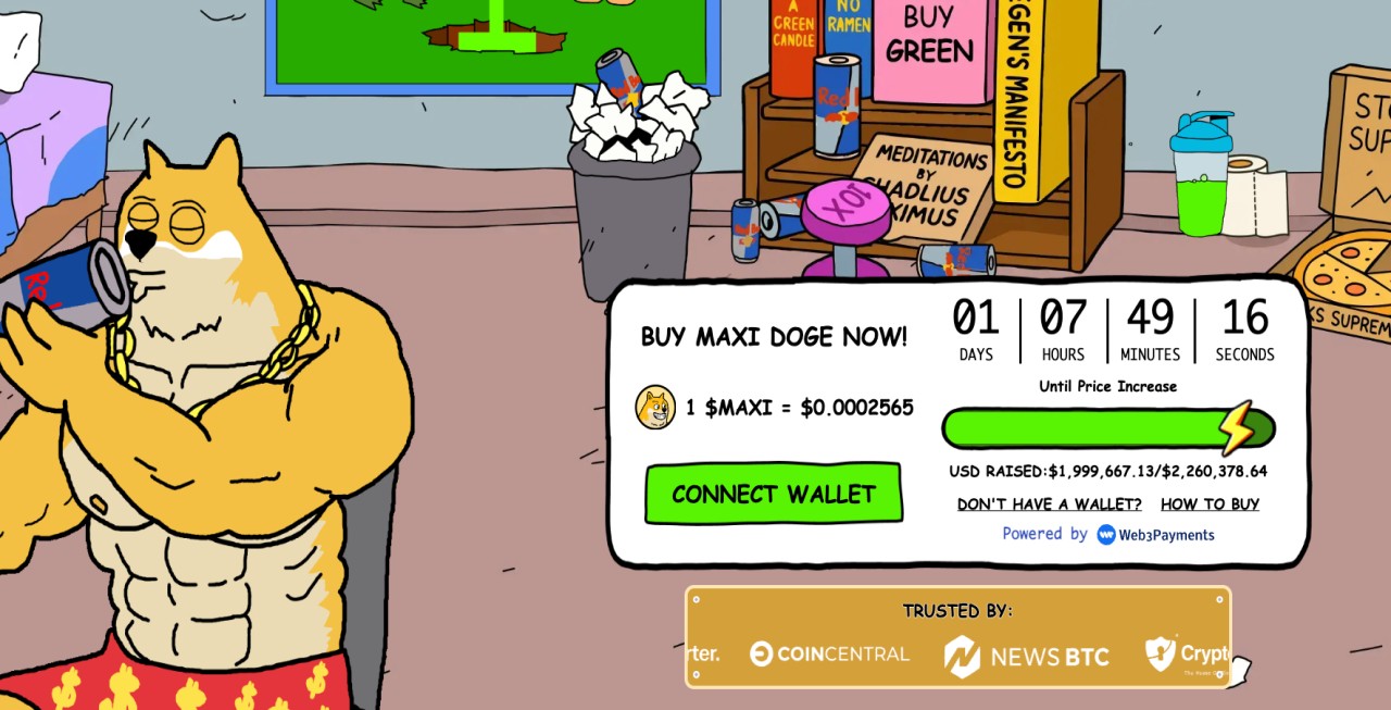 Maxi Doge Presale Homepage
