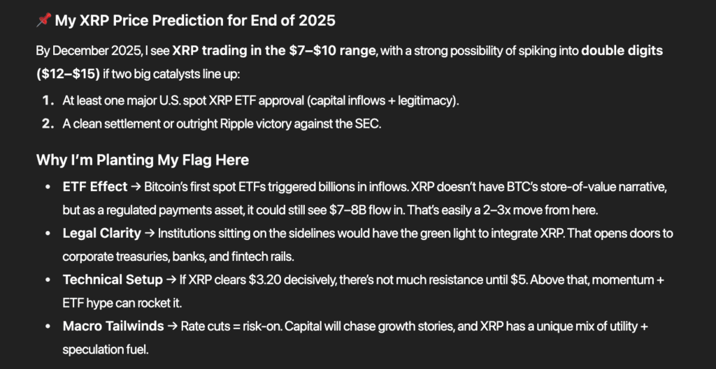 ChatGPT analysis of XRP