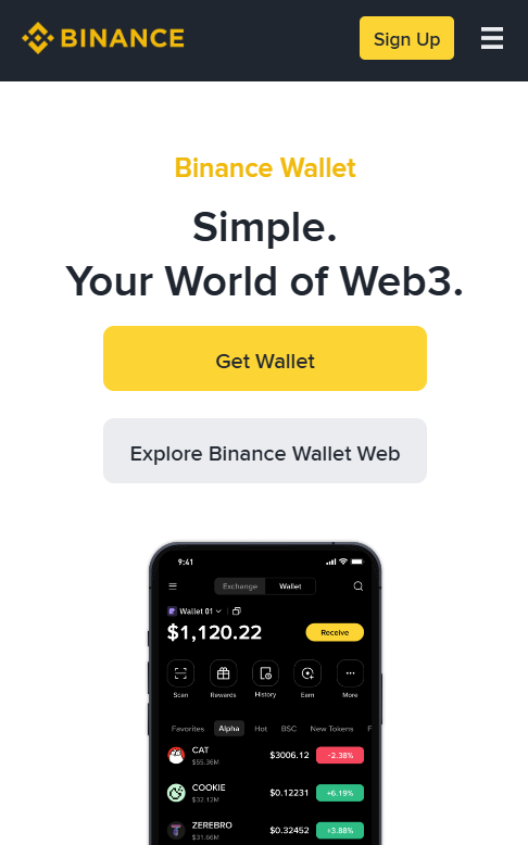 binance wallet homepage
