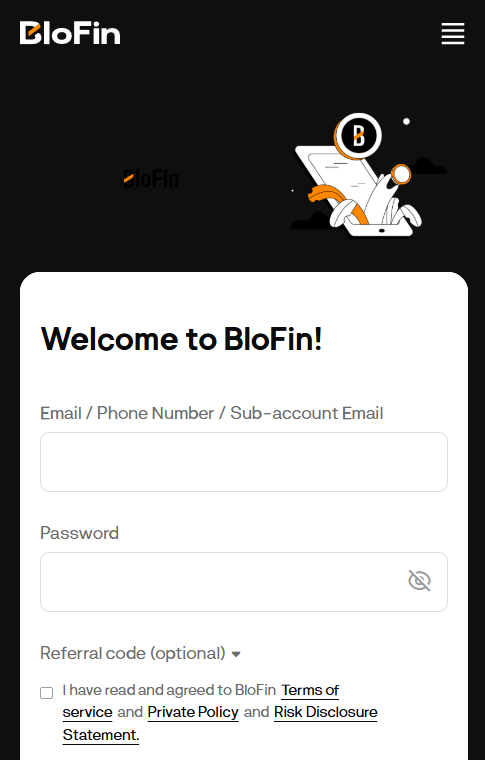 blofin registering page