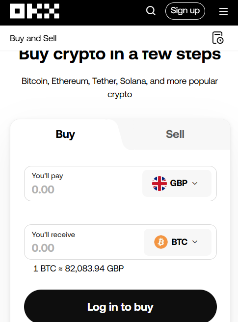 buying crypto process in okx
