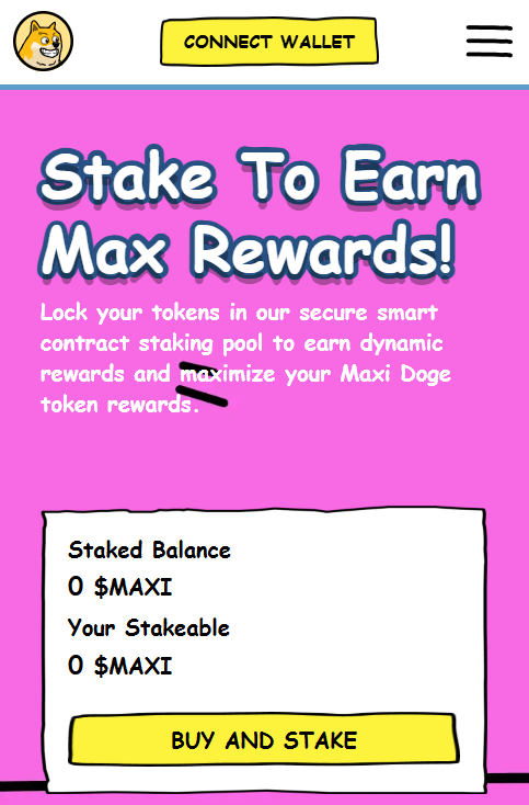 stake to earn rewards on maxidoge website