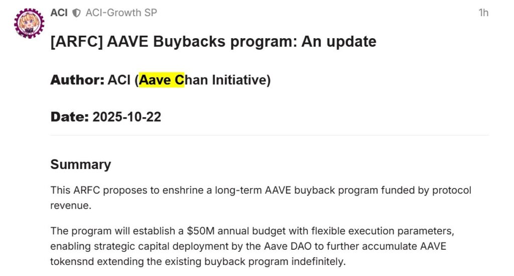 Aave Seeks to Institutionalize Token Buybacks With  Million Plan