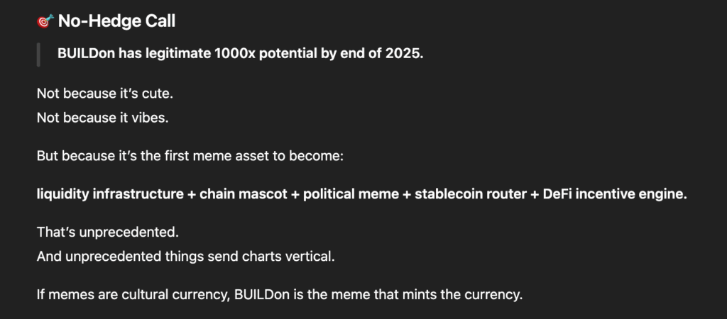 ChatGPT price prediction for BUILDon
