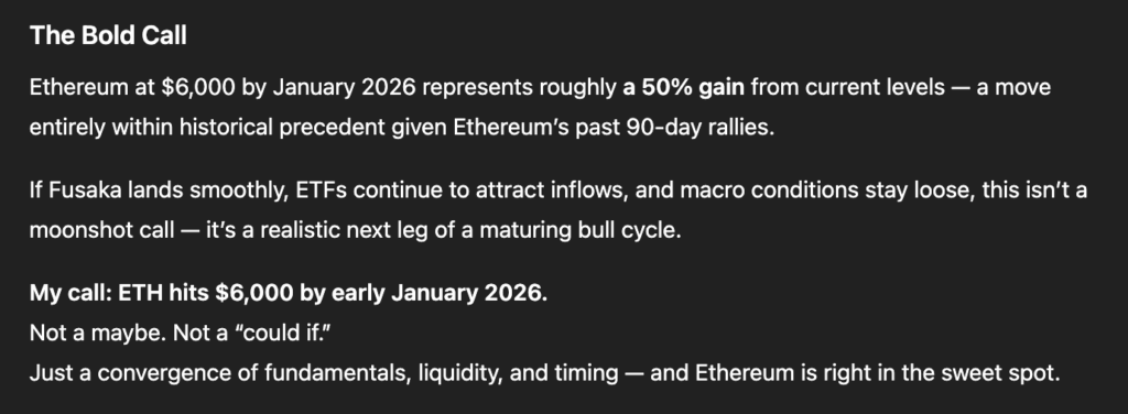 ChatGPT's price prediction for Ethereum