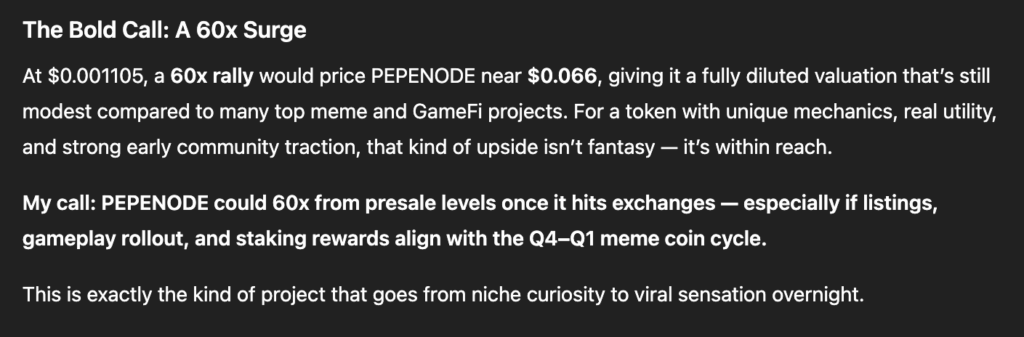 ChatGPT's price prediction for PEPENODE
