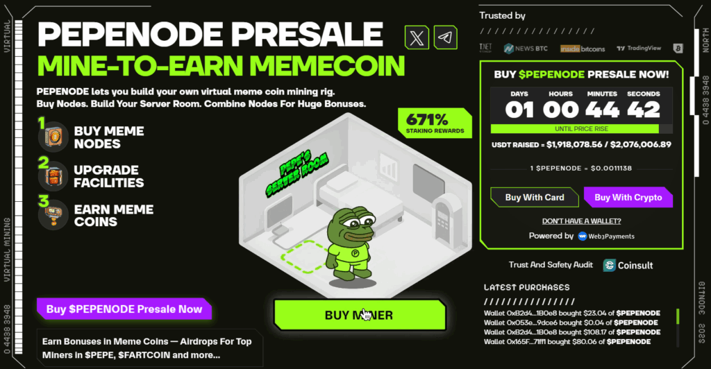 PEPENODE Introduces Mine-to-Earn, Nears M in Viral Presale: Subsequent Crypto to Explode?